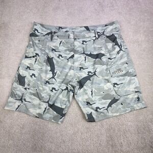 AFTCO Camo Boardshorts Mens Size 42 Blue Green Unlined Swim Shorts